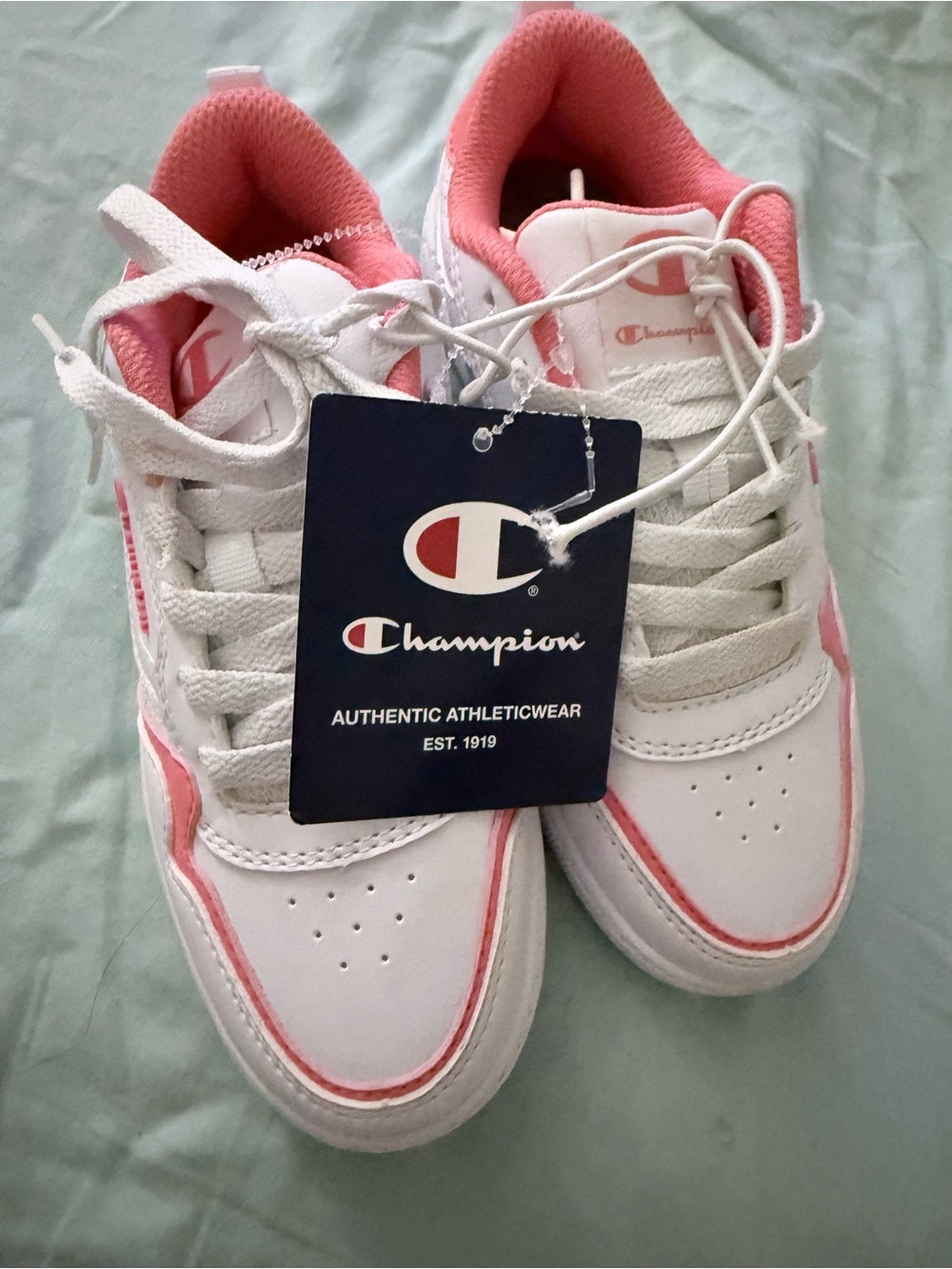 Champion Kids' White & Pink Low-Top Sneakers